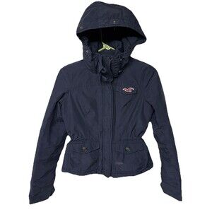 Y2K Hollister Puffer Jacket Hooded Waist Drawstring Full Zip Women S